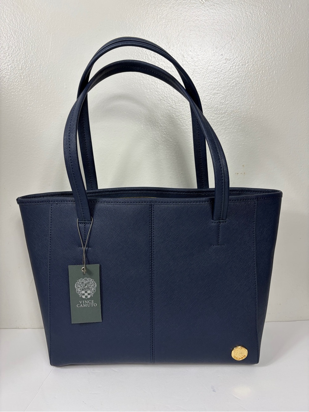 Vince Camuto Lenni Navy Leather Tote Bag